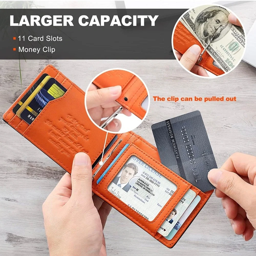 Men’s Bifold Minimalist Wallet 11 Card Capacity with bonus USB Thumb Drive